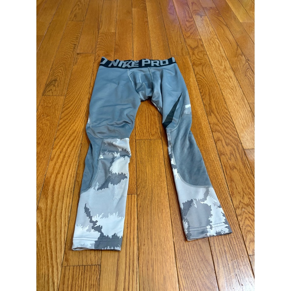 Nike Pro Hyperwarm Kids Compression Tights Grey Camo Leggings Large‎ L